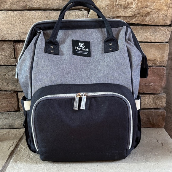 Hafmall black and grey cloth backpack diaper bag - Picture 5 of 15
